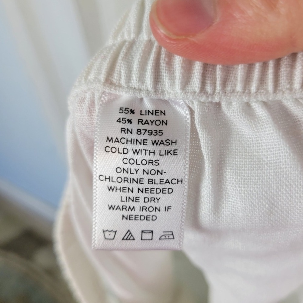 Susan‎ Graver Linen Blend Pull On Pants Size Large White - Picture 9 of 9